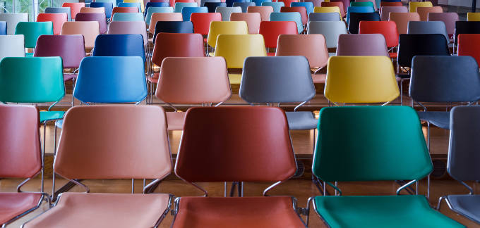 Colourful conference chairs