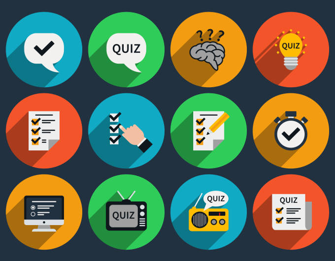 Mind games and quizzes flat icons